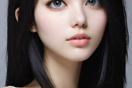 AI girl with black hair wallpaper
