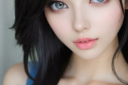 AI girl with black hair wallpaper