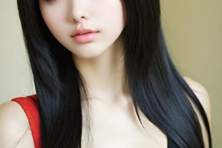 AI girl with black hair wallpaper