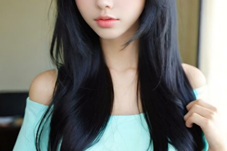 AI girl with black hair wallpaper