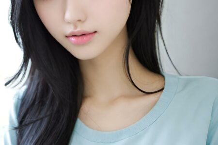 AI girl with black hair wallpaper