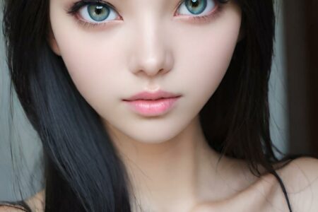 AI girl with black hair wallpaper