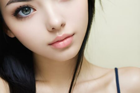 AI girl with black hair wallpaper