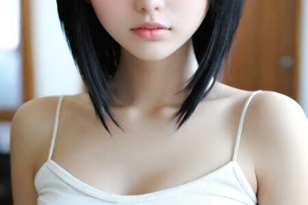 AI girl with black hair wallpaper