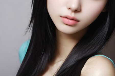 AI girl with black hair wallpaper