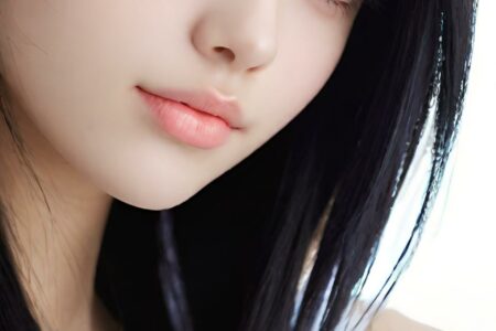 AI girl with black hair wallpaper