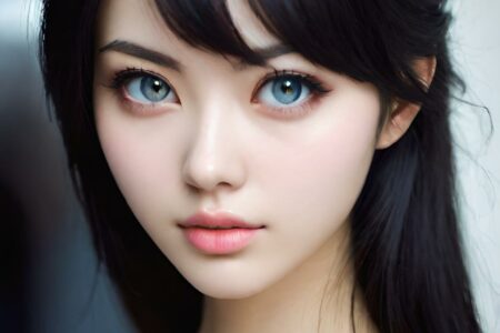 AI girl with black hair wallpaper