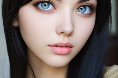 AI girl with black hair wallpaper
