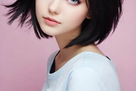 AI girl with black hair wallpaper