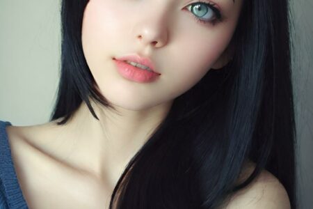 AI girl with black hair wallpaper