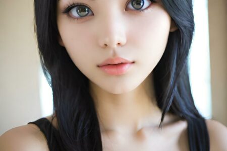 AI girl with black hair wallpaper