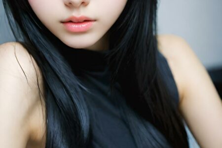 AI girl with black hair wallpaper