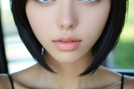 AI girl with black hair wallpaper