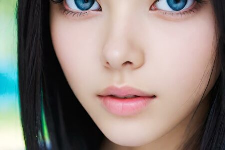 AI girl with black hair wallpaper