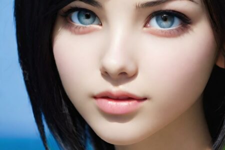 AI girl with black hair wallpaper