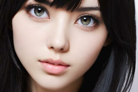 AI girl with black hair wallpaper