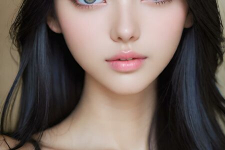AI girl with black hair wallpaper