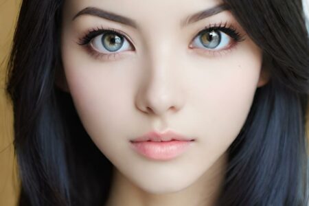AI girl with black hair wallpaper