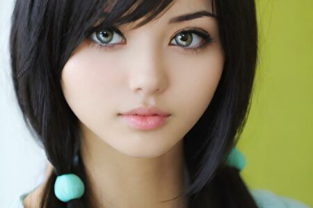 AI girl with black hair wallpaper