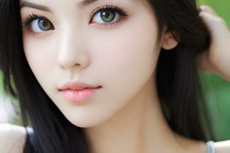 AI girl with black hair wallpaper