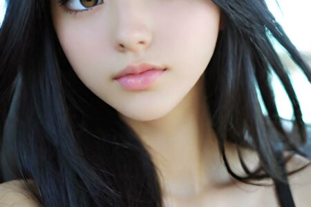 AI girl with black hair wallpaper