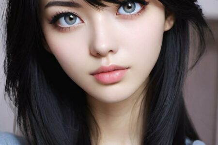 AI girl with black hair wallpaper