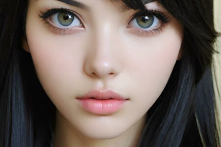 AI girl with black hair wallpaper