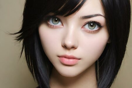 AI girl with black hair wallpaper