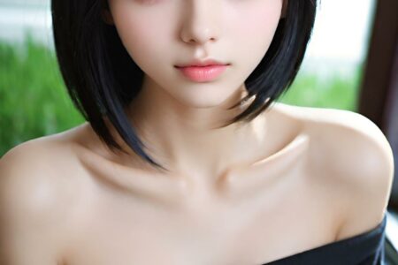 AI girl with black hair wallpaper