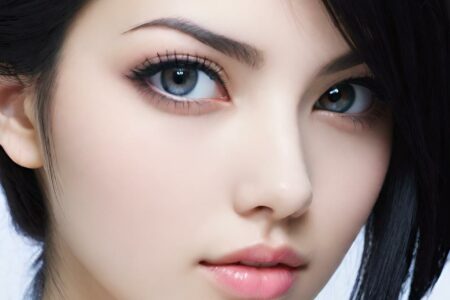 AI girl with black hair wallpaper