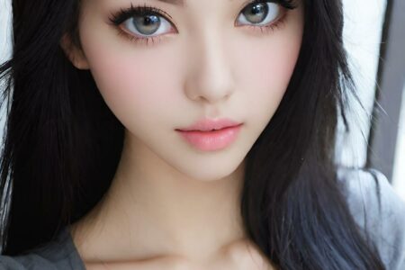 AI girl with black hair wallpaper