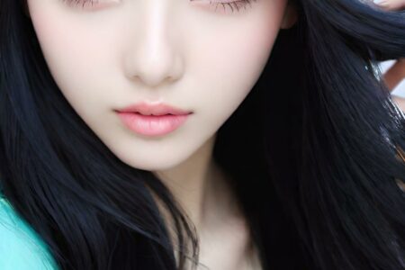 AI girl with black hair wallpaper