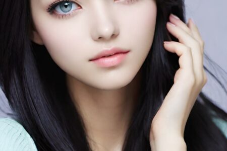 AI girl with black hair wallpaper