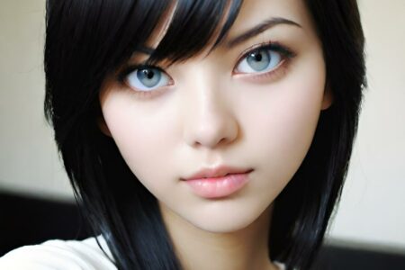 AI girl with black hair wallpaper