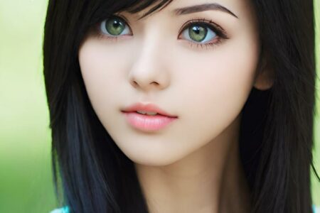 AI girl with black hair wallpaper