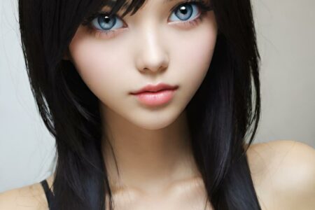 AI girl with black hair wallpaper