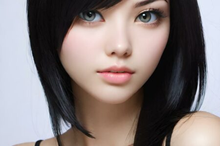 AI girl with black hair wallpaper