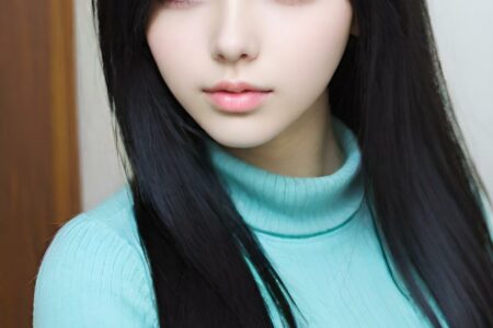 AI girl with black hair wallpaper