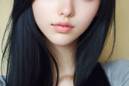 AI girl with black hair wallpaper