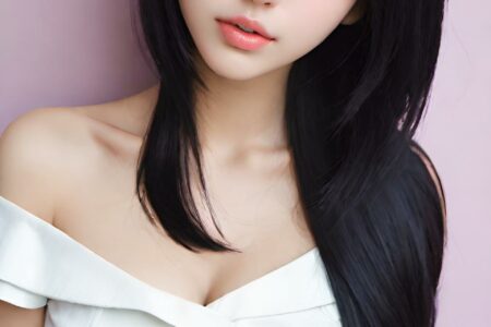 AI girl with black hair wallpaper