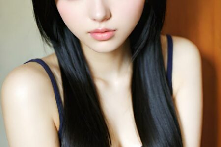 AI girl with black hair wallpaper