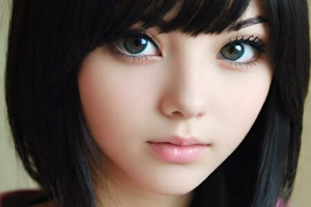 AI girl with black hair wallpaper