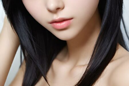 AI girl with black hair wallpaper