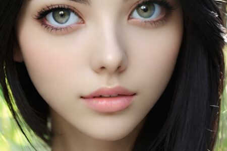 AI girl with black hair wallpaper
