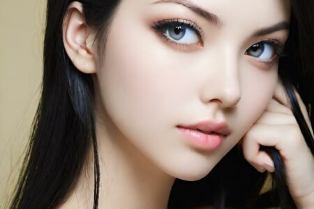 AI girl with black hair wallpaper