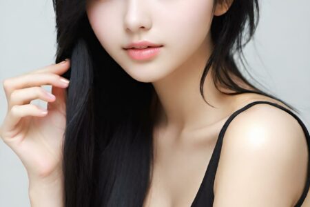 AI girl with black hair wallpaper