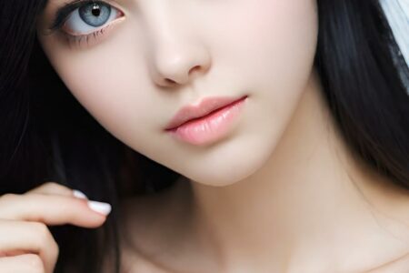 AI girl with black hair wallpaper