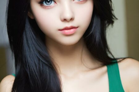 AI girl with black hair wallpaper