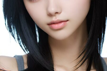 AI girl with black hair wallpaper