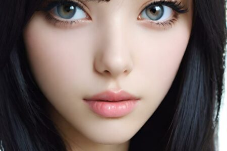 AI girl with black hair wallpaper